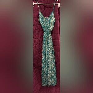 Sweet Claire Teal and White Patterned Maxi Dress